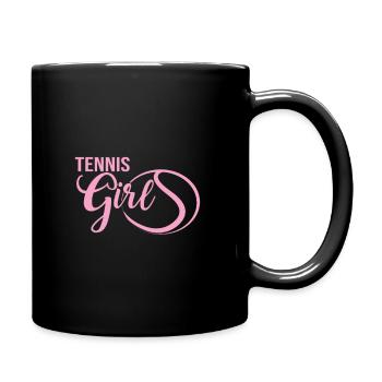 Tennis fille tennis-balle pour joueuse de tennis - Mug uni - noir - Droite