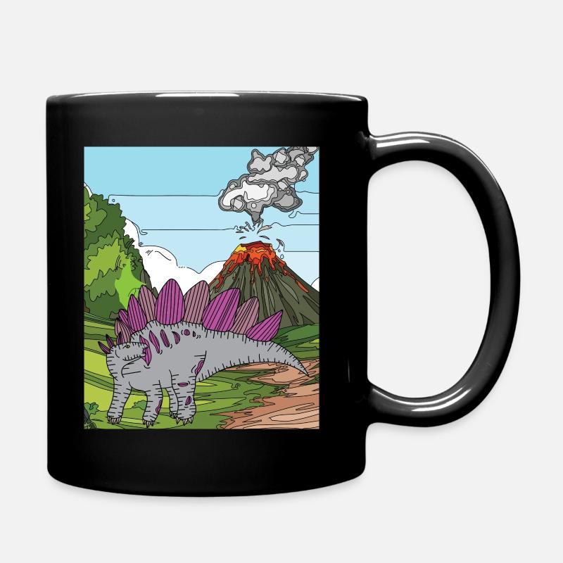 Uhrzeit Dino Vulkanausbruch Natur - Tasse einfarbig - Schwarz