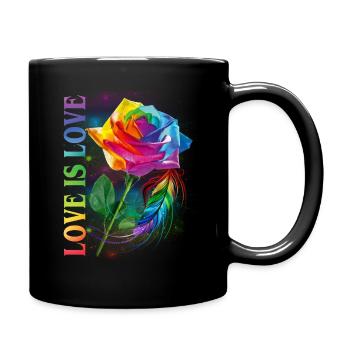 Love Is Love Rainbow Rose LGBT Awareness - Tasse einfarbig - Schwarz - Rechts