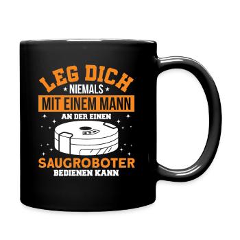 Reinigungskraft Saugroboter Putzkraft Geschenk - Tasse einfarbig - Schwarz - Rechts