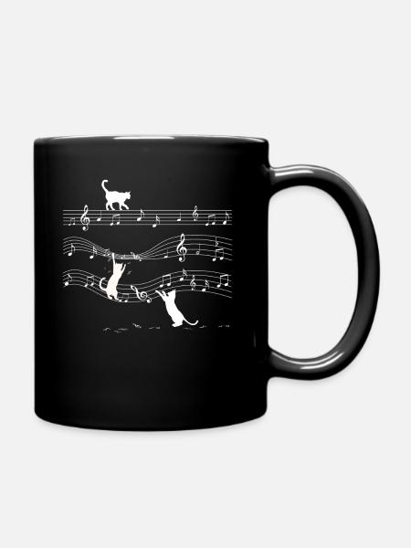 Notes musicales Chat léché - Mug uni - noir
