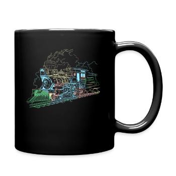 Funny Train Railway Locomotive Steam Model - Tasse einfarbig - Schwarz - Rechts