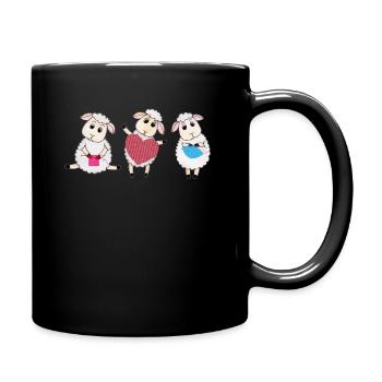 Mignon laine de mouton Tricot crochet fils - Mug uni - noir - Droite