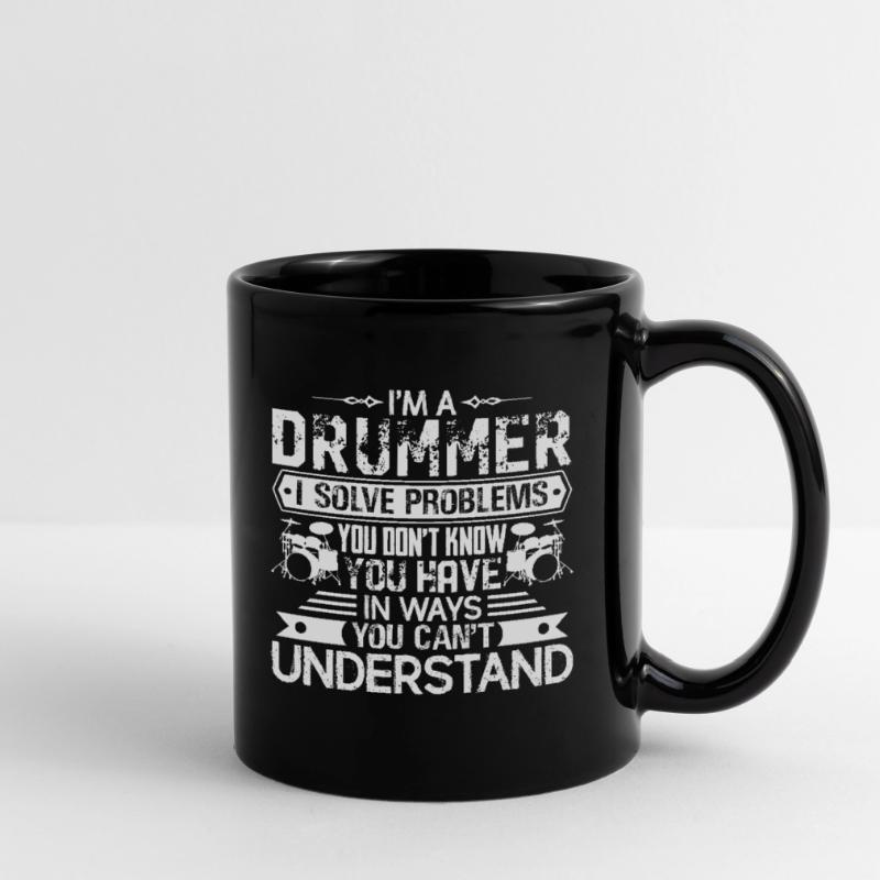 Drummer Solves Problems Full Colour Mug