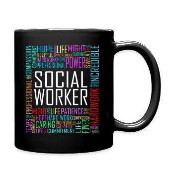 Love Social Worker Hero – Charitable Social Work - Full Colour Mug - black - Right
