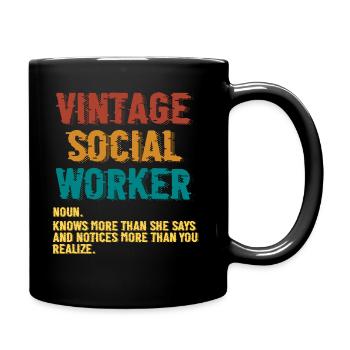 Love Social Worker Hero – Charitable Social Work - Full Colour Mug - black - Right