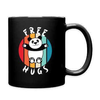 Retro Stalk Free Hugs Panda - Full Colour Mug - black - Right