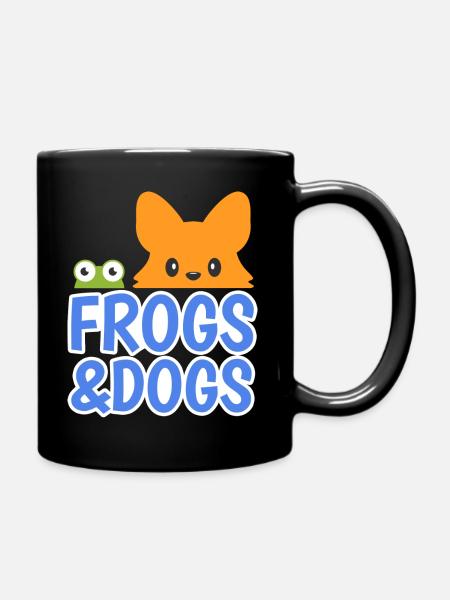 Frog and dog design for frog fans - Full Colour Mug - black