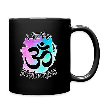 Ich liebe Psytrance Om Symbol Rave Goa Festival - Tasse einfarbig - Schwarz - Rechts