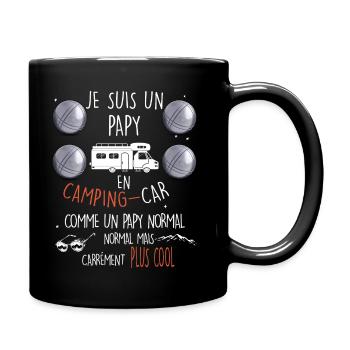 Camping car et pétanque, papy cool - Mug uni - noir - Droite
