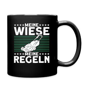 Wiese Rasen Rasenmäher - Tasse einfarbig - Schwarz - Rechts