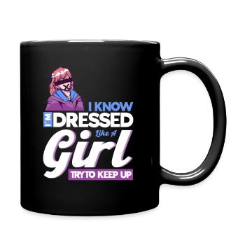 Crossdressing Anime Femboy - Full Colour Mug - black - Right