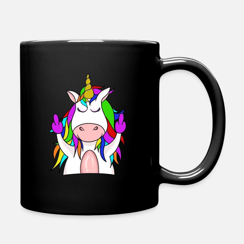 Einhorn die Mittelfinger Hoch lustiges Shirt - Mug uni - noir