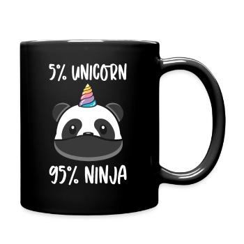 Einhorn Ninja Krieger Einhörner Panda Pandabär - Tasse einfarbig - Schwarz - Rechts