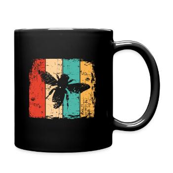 Biene retro - Tasse einfarbig - Schwarz - Rechts