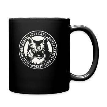 Cat hate fashism - Full Colour Mug - black - Right