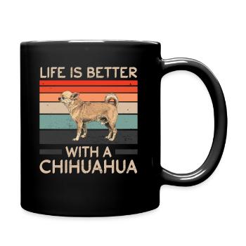 Chihuahua Better Life Hundefreund Hunderasse Retro - Tasse einfarbig - Schwarz - Rechts