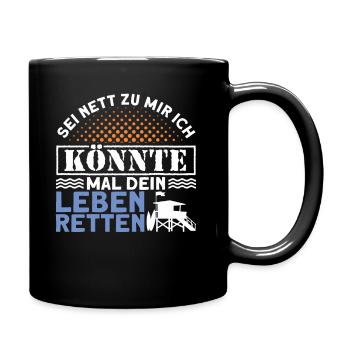 Poolboy Bademeister Schwimmen - Tasse einfarbig - Schwarz - Rechts
