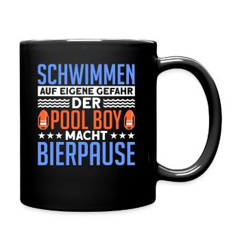 Schwimmen Poolboy Bademeister - Tasse einfarbig - Schwarz - Rechts