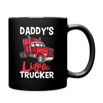 Daddy´s Little Trucker LKW Sohn Fernlastfahrer - Tasse einfarbig - Schwarz - Rechts