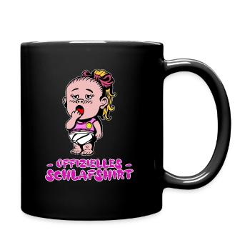 offizielles Schlafshirt - Schlafanzug - Nachthemd - Tasse einfarbig - Schwarz - Rechts
