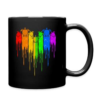 Turtles LGBT Rainbow Heart - Full Colour Mug - black - Right