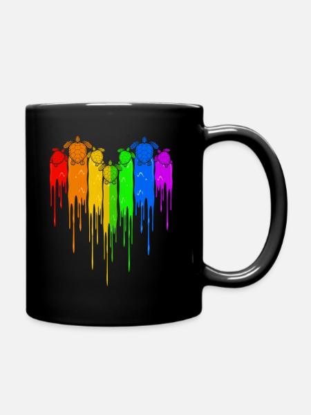 Turtles LGBT Rainbow Heart - Tasse einfarbig - Schwarz