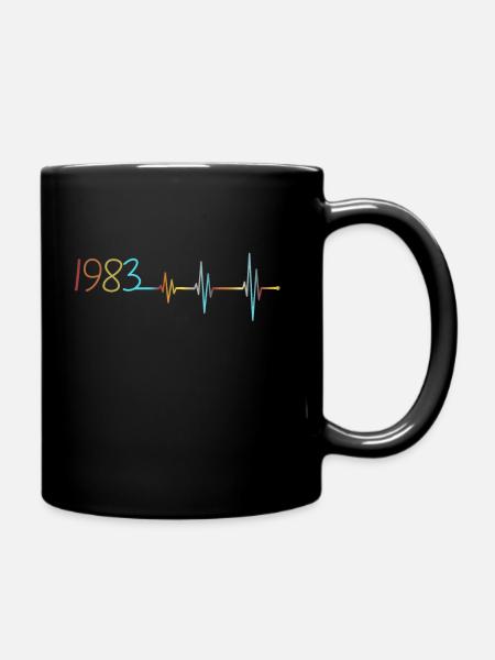 Herzschlag Retro Geburtstag Jahrgang 1983 Vintage - Tasse einfarbig - Schwarz