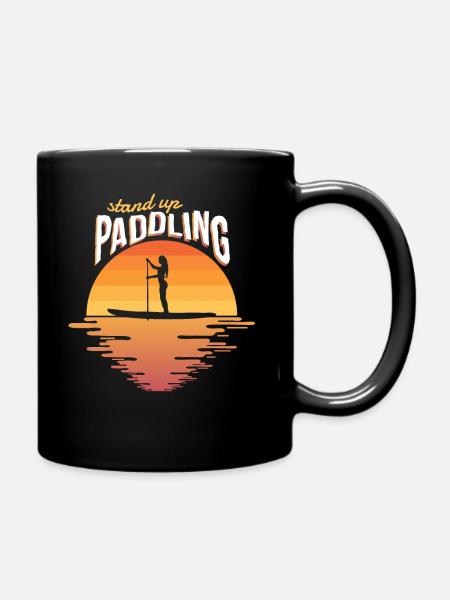 Stand Up Paddling Sunset SUP Paddle Board boarding - Full Colour Mug - black