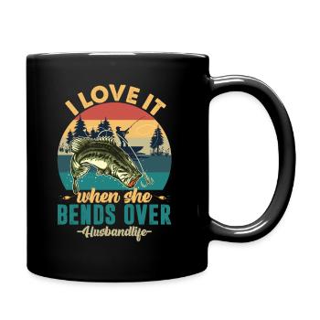 I Love It When She Bends Over Fishing - Tasse einfarbig - Schwarz - Rechts