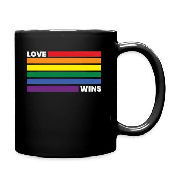 Love Wins Regenbogen Flagge LGBT LGBTQ Pride - Tasse einfarbig - Schwarz - Rechts