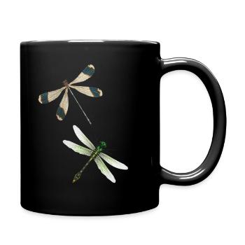 Dragonfly Insect Yoga Meditation Summer Pattern - Full Colour Mug - black - Right