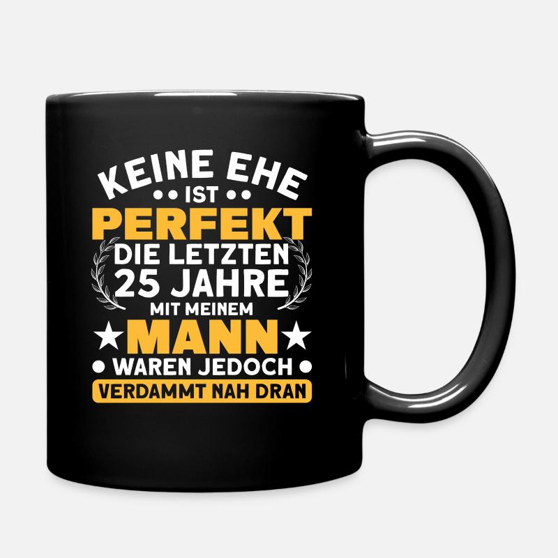 Silberhochzeit 25. Hochzeitstag Ehepaar - Tasse einfarbig - Schwarz