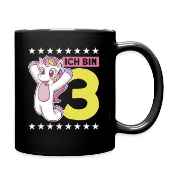 3 Jahre Mädchen 3. Geburtstag - Tasse einfarbig - Schwarz - Rechts
