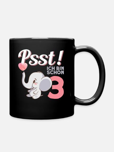 Mädchen Kindergeburtstag 3. Geburtstag - Tasse einfarbig - Schwarz