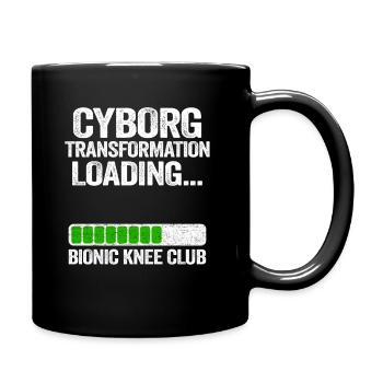 Knie OP Operation Geschenk Genesung Lustig - Tasse einfarbig - Schwarz - Rechts
