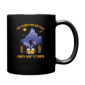 lustiges Wander Shirt Sie sagten oben gibt es Bier - Tasse einfarbig - Schwarz - Rechts