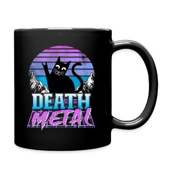 Death Metal Katze Retrowave Heavy Metal Synthwave - Tasse einfarbig - Schwarz - Rechts