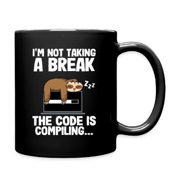 The Code Is Compiling Funny Sloth Programming Nerd - Full Colour Mug - black - Right