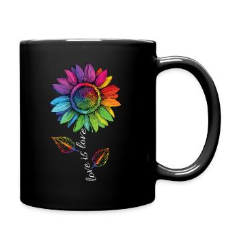 Love is Love LGBTQ Regenbogen Sonnenblume Blume - Tasse einfarbig - Schwarz - Rechts
