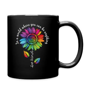 Be Kind LGBTQ Regenbogen Sonnenblume Blume CSD - Tasse einfarbig - Schwarz - Rechts