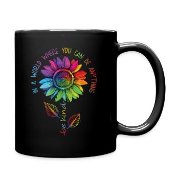 Be Kind LGBTQ Regenbogen Sonnenblume Blume CSD - Tasse einfarbig - Schwarz - Rechts