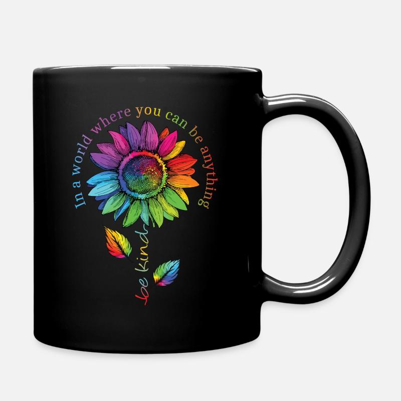 Be Kind LGBTQ Regenbogen Sonnenblume Blume CSD - Tasse einfarbig - Schwarz