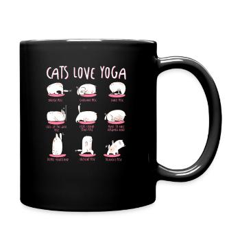 Cats Love Yoga Différentes positions de yoga - Mug uni - noir - Droite