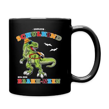 Schulkind Dino Schulstart Erstklässler 1 Klasse - Tasse einfarbig - Schwarz - Rechts