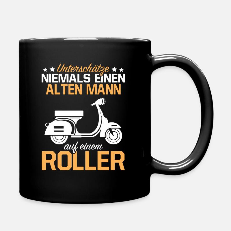 Unterschätze Niemals Einen Alten Mann Roller - Tasse einfarbig - Schwarz