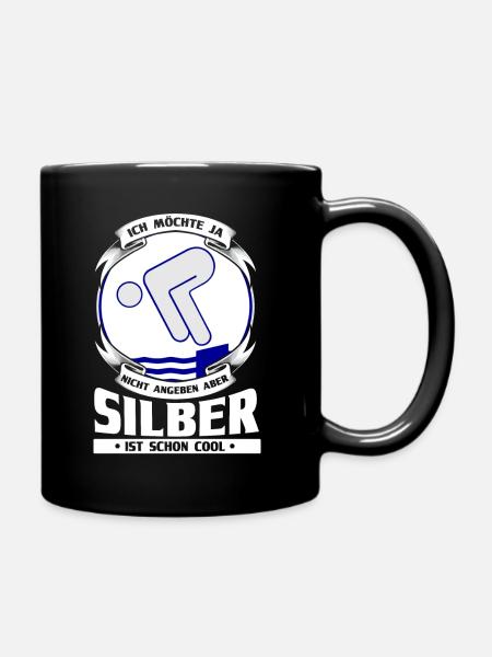 Schwimmen Schwimmer Silber Geschenk - Tasse einfarbig - Schwarz