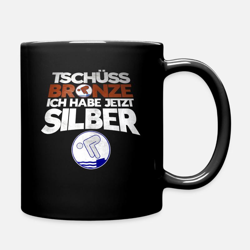 Schwimmer Schwimmprüfung Silber Geschenk - Tasse einfarbig - Schwarz