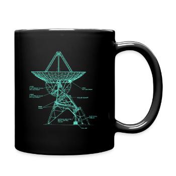 Retro Old School Antenne Schüssel Illustration - Tasse einfarbig - Schwarz - Rechts