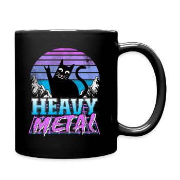 Death Metal Katze Retrowave Heavy Metal Synthwave - Tasse einfarbig - Schwarz - Rechts
